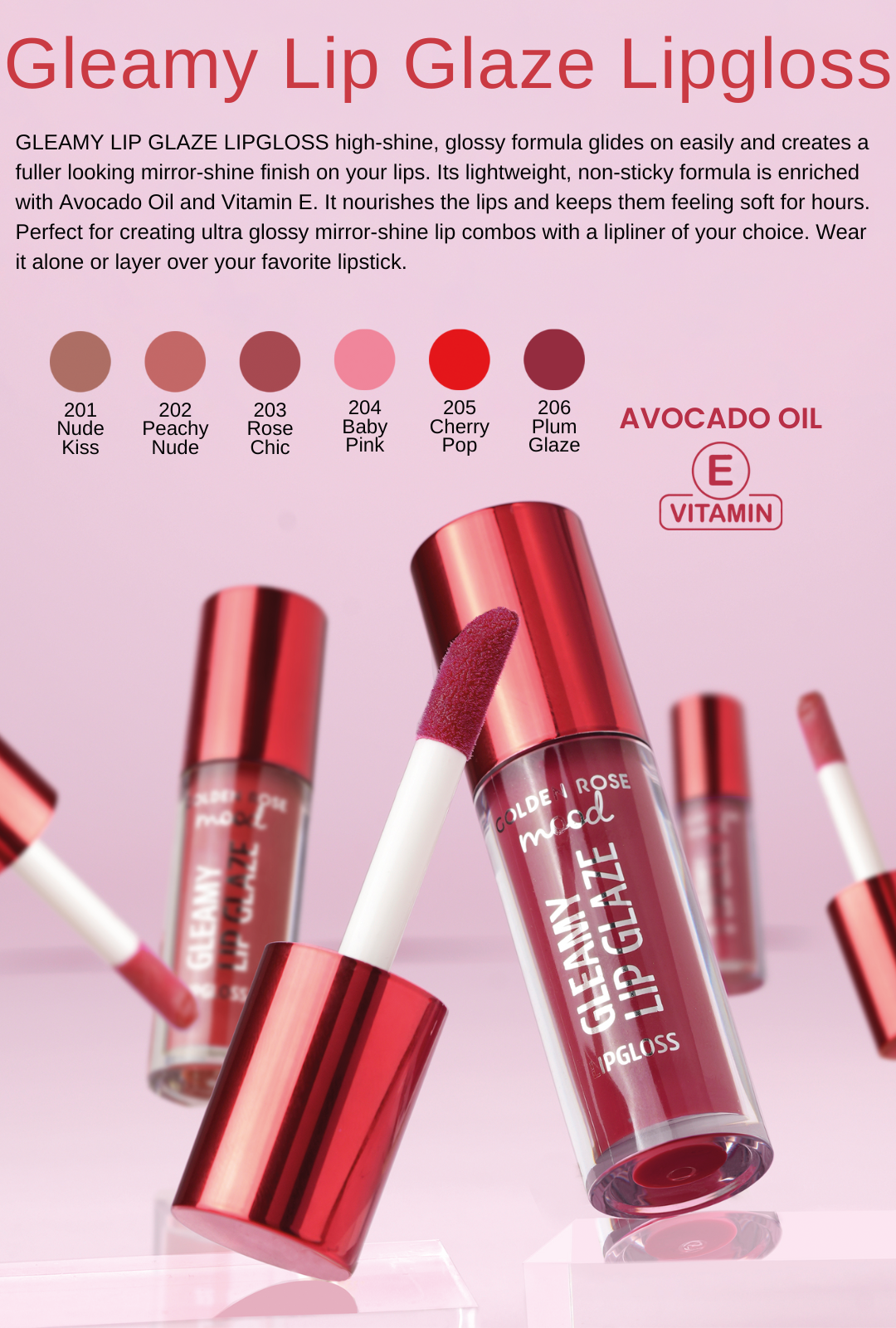 Mood Gleamy Glaze Lipgloss - 203 Rose Chic