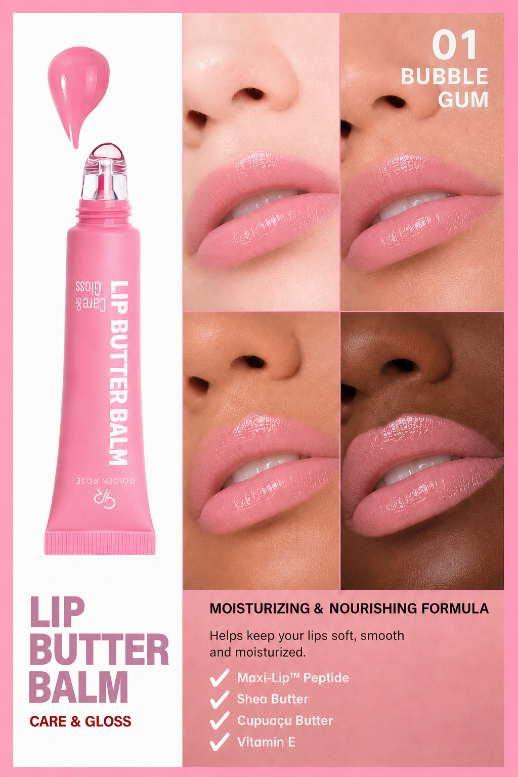 Lip Butter Balm Care&Gloss - 01 Bubblegum